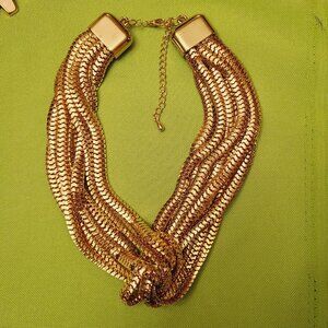 Vintage Gold Tone Snake Link Necklace